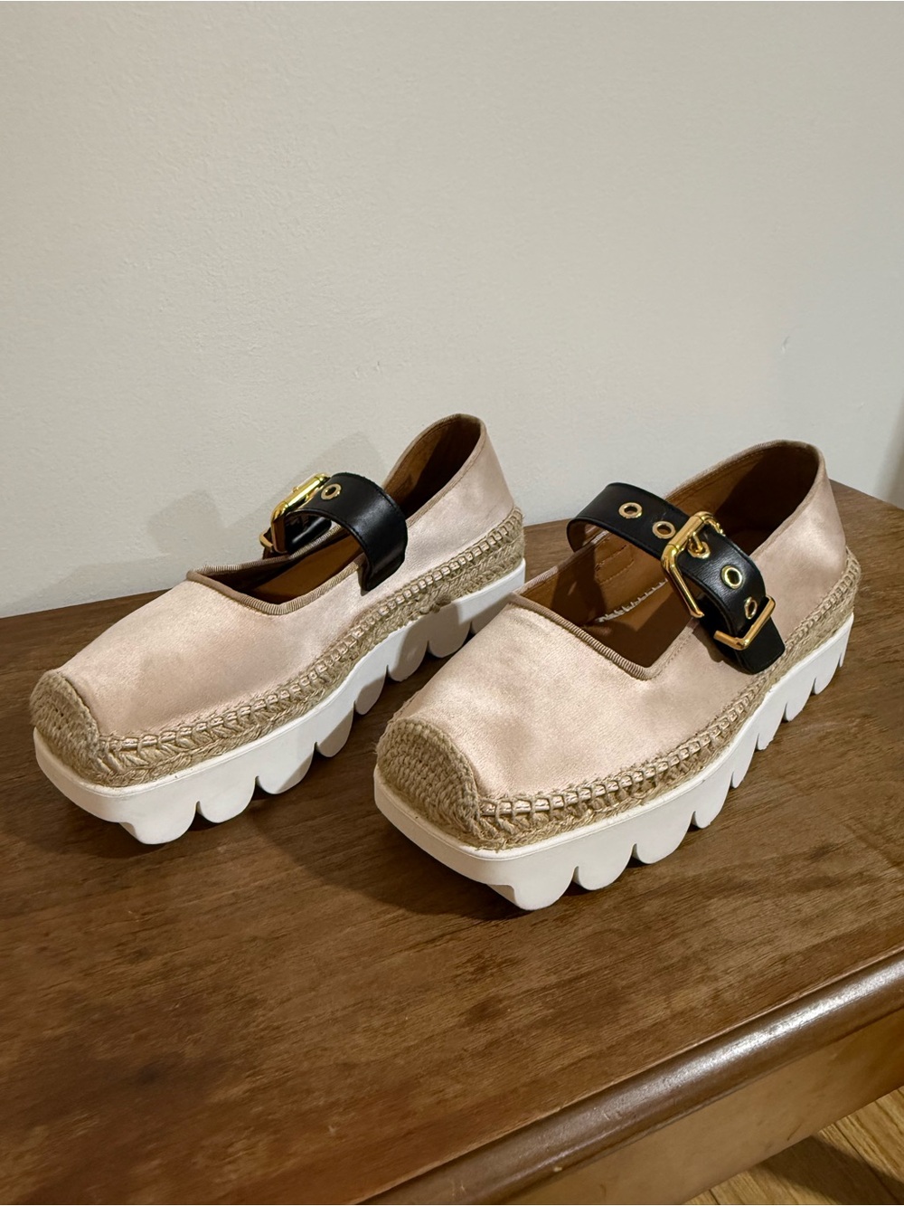 Marni Pink Satin Buckle Mary Jane Platform Espadrilles 38 EU 7.5-8 US